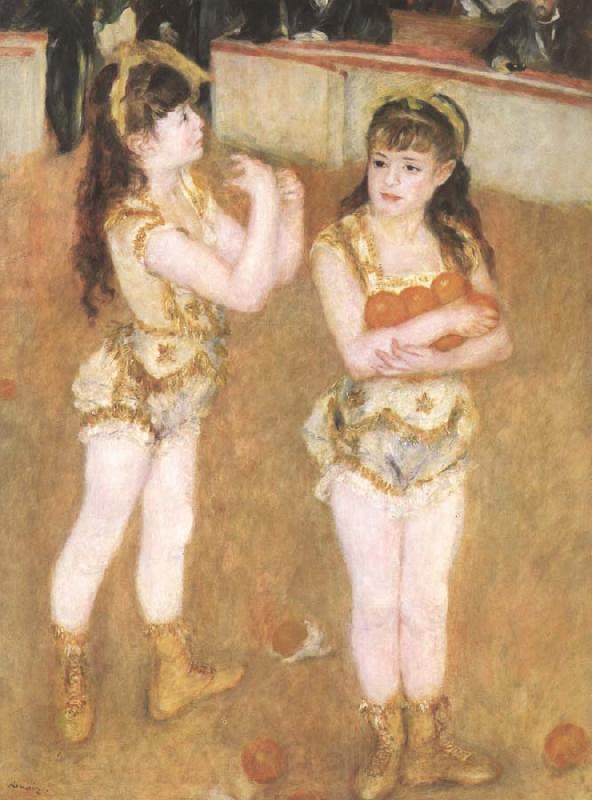 Pierre-Auguste Renoir Tva sma cirkusflickor Norge oil painting art
